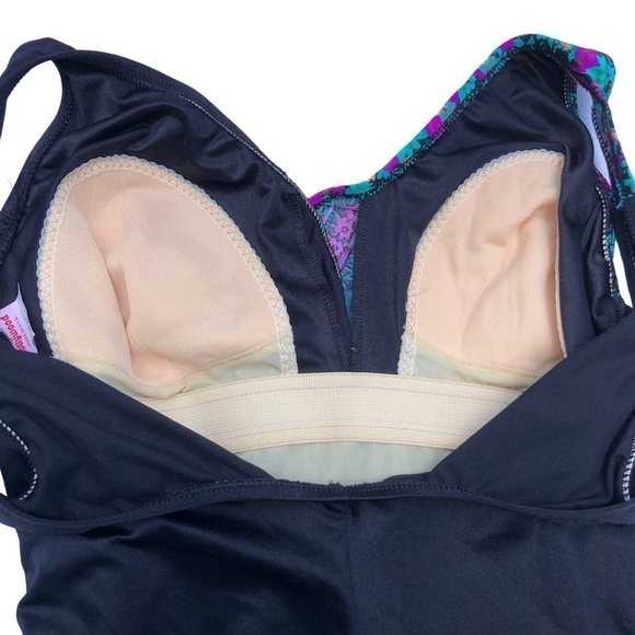 NWT MAXINE OF HOLLYWOOD Black Purple Blue Gold Wrap One Piece Swimsuit Size 18W - Picture 4 of 9